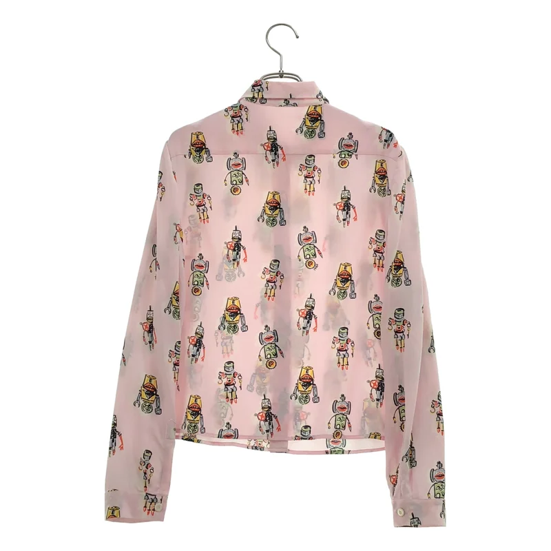PRADA / プラダ | シルク ロボット 総柄 ショートシャツ | 42 | レディース