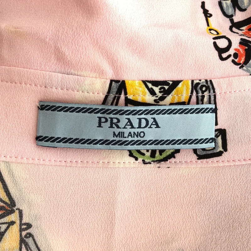 PRADA / プラダ | シルク ロボット 総柄 ショートシャツ | 42 | レディース