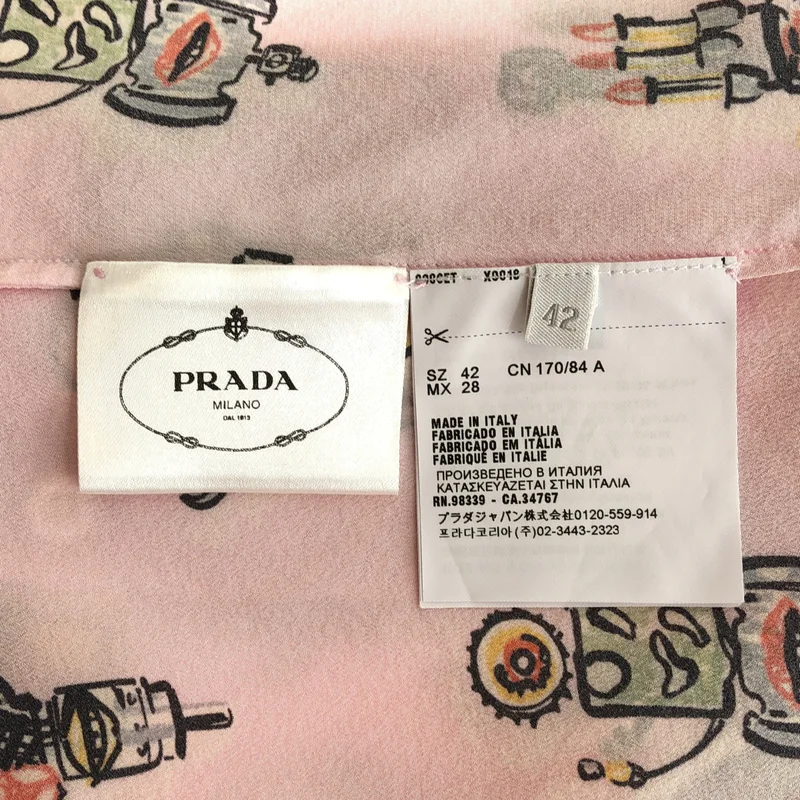 PRADA / プラダ | シルク ロボット 総柄 ショートシャツ | 42 | レディース