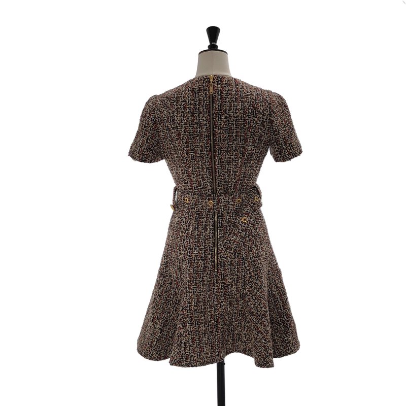 Louis Vuitton / ルイヴィトン | 2021AW | ミックスツイード スケーター ベルテッド ドレスワンピース | 34 | レディース