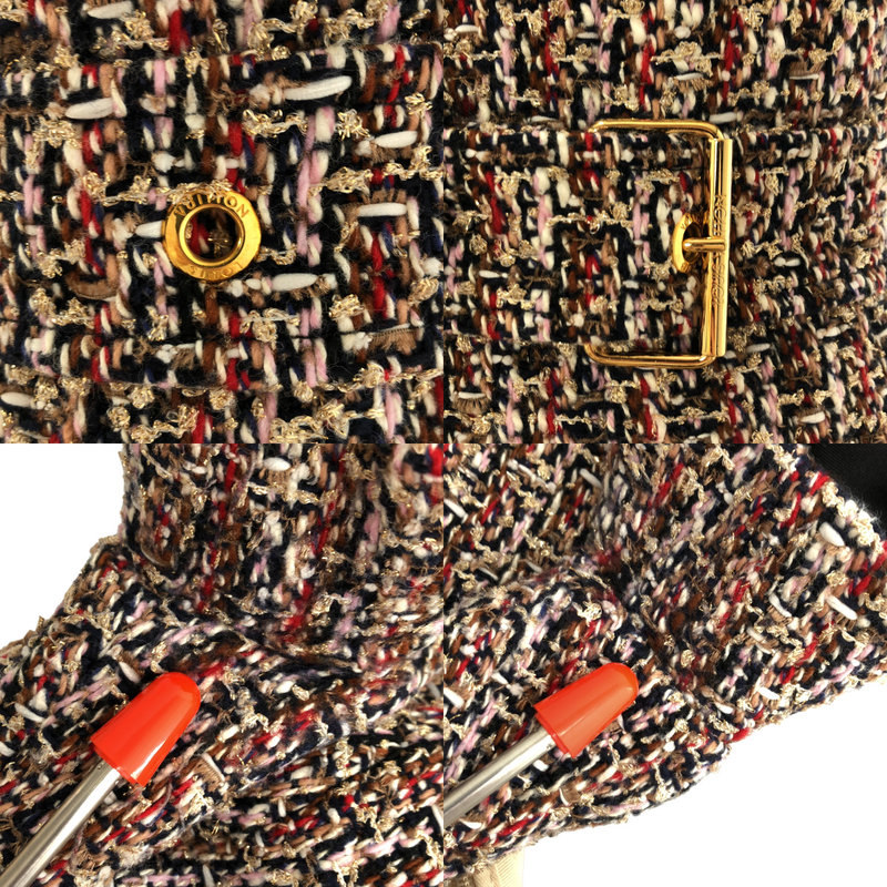 Louis Vuitton / ルイヴィトン | 2021AW | ミックスツイード スケーター ベルテッド ドレスワンピース | 34 | レディース