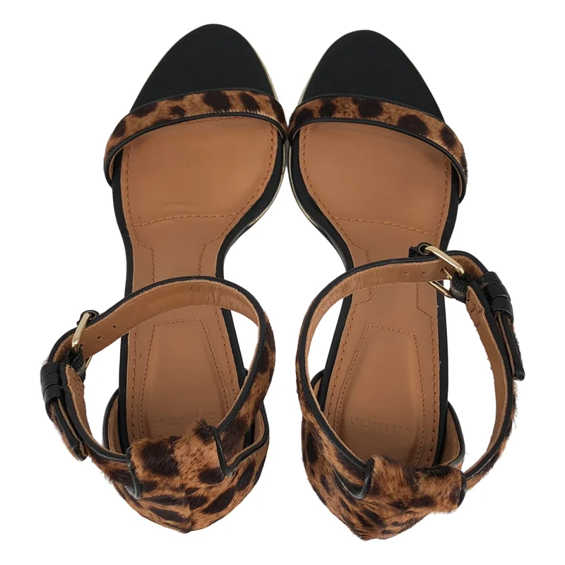 GIVENCHY / ジバンシィ | ハラコ レオパード アンクルストラップ サンダル | 37 1/2 | レディース