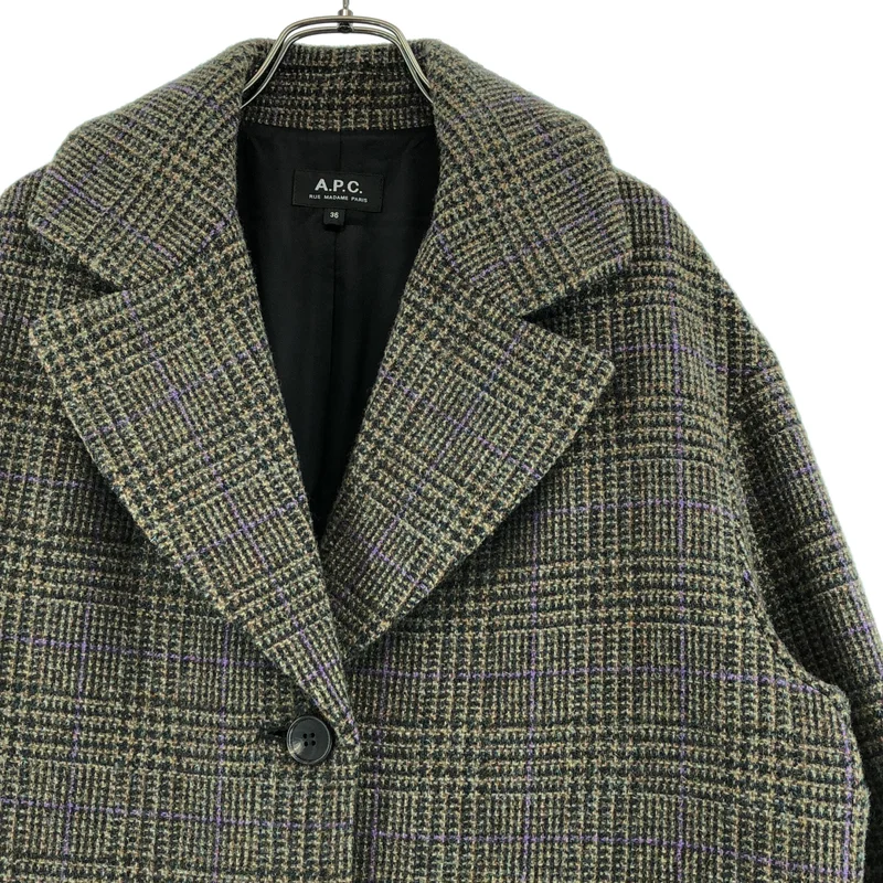 A.P.C. / アーペーセー | ウール グレンチェック チェスターコート | 36 | レディース