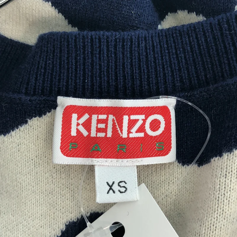 KENZO / ケンゾー | ウール コットン ボケフラワー Vネックニット | XS | レディース