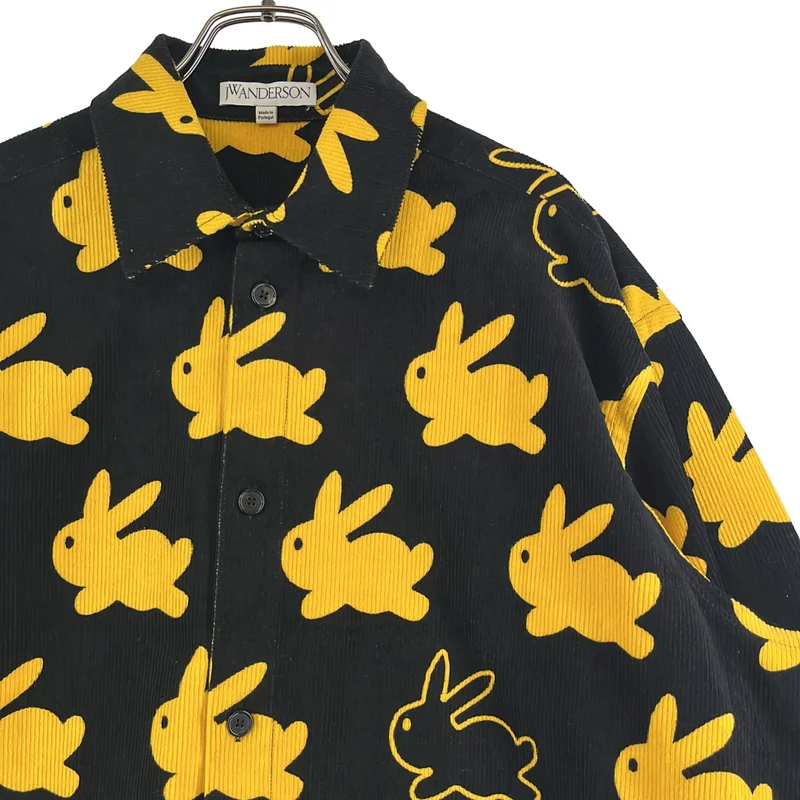 JW Anderson / ジェイダブルアンダーソン | バニー 総柄 コーデュロイ ロングシャツ | S | メンズ