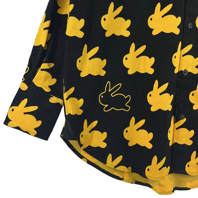 JW Anderson / ジェイダブルアンダーソン | バニー 総柄 コーデュロイ ロングシャツ | S | メンズ