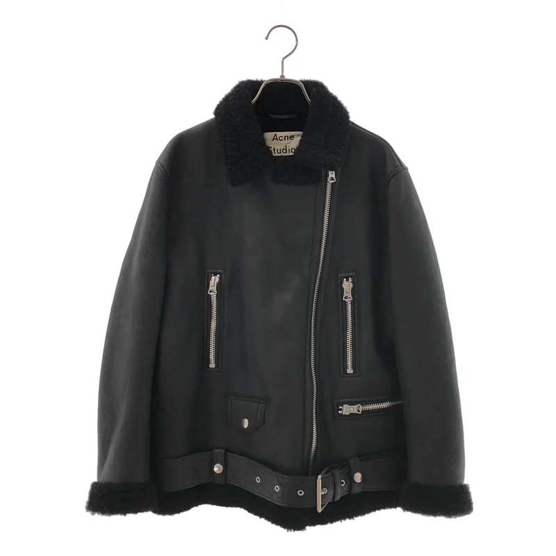 Acne Studios / アクネストゥディオズ | MORE SHEARLING ムートン ライダースジャケット | 34 | レディース