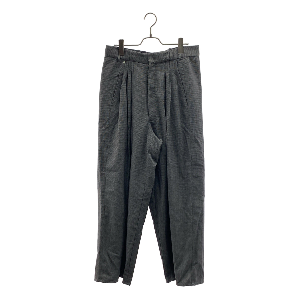 BLESS / ブレス | Ultra Wide Pleated Trousers ウール  ウルトラワイド 3プリーツ チェック スラックス パンツ | M | グレー | メンズ BLESS / ブレス | Ultra Wide Pleated Trousers ウール ウルトラワイド