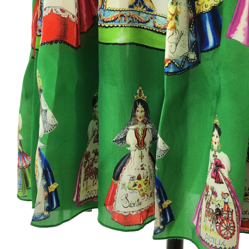 DOLCE＆GABBANA / ドルチェ＆ガッバーナドルガバ | 2016 | シルク ドールプリント ギャザー ティアード ベルテッド ワンピース | 42 | レディース