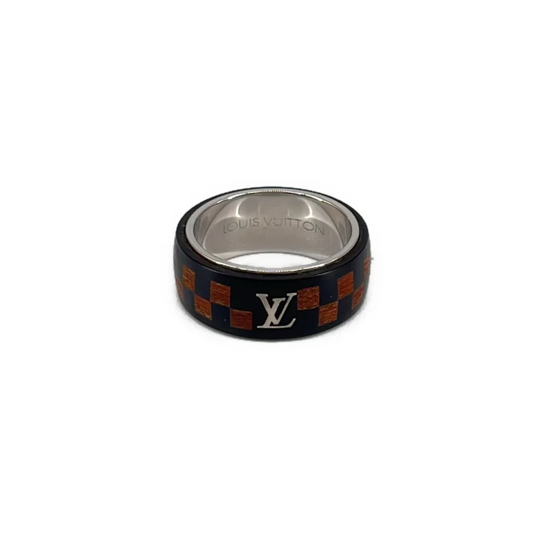 【美品】  Louis Vuitton / ルイヴィトン | シルバー ダミエ ウッドリング | 64 | ブラウン | メンズ Louis Vuitton / ルイヴィトン | シルバー ダミエ ウッドリング | 64