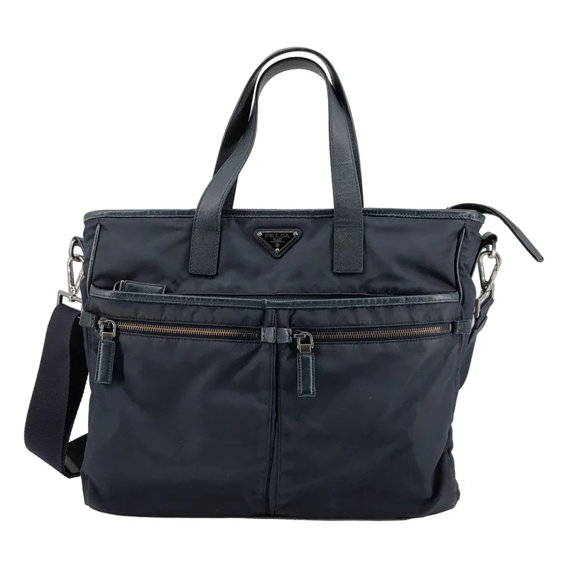 PRADA / プラダ | 2VG860 / Re-Nylon サフィアーノレザー トライアングルロゴ 2WAY トートバッグ |