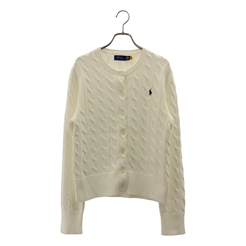POLO RALPH LAUREN / ポロラルフローレン | コットン ワンポイントポニー ケーブル ニット カーディガン | L | レディース