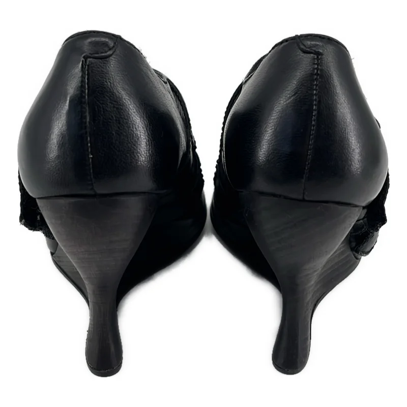 ALEXANDER MCQUEEN / アレキサンダーマックイーン | レザー ダブルベルト ポインテッドトゥ ウェッジソールパンプス | 37 | レディース
