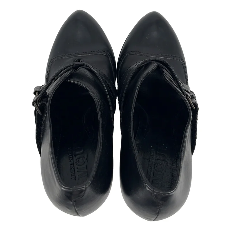 ALEXANDER MCQUEEN / アレキサンダーマックイーン | レザー ダブルベルト ポインテッドトゥ ウェッジソールパンプス | 37 | レディース