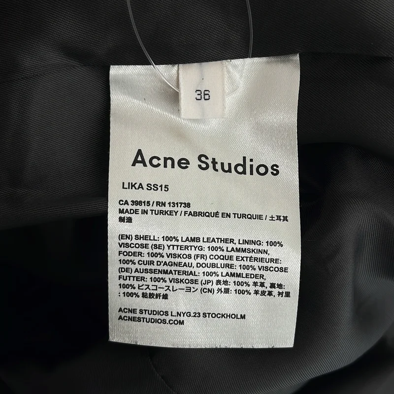 Acne Studios / アクネストゥディオズ | LIKA ラムレザー Vネック 半袖ワンピース | 36 | レディース
