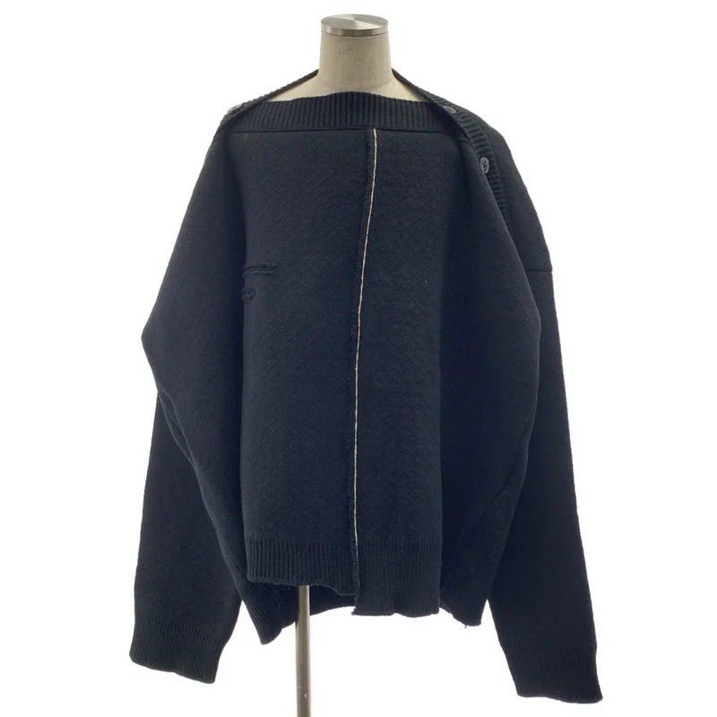 【美品】  RAF SIMONS / ラフシモンズ | 2017SS | OVERSIZED DISTRESSED WOOL SWEATER ウール ダメージ加工 オーバーサイズニット | ONE | ブラック | メンズ RAF SIMONS / ラフシモンズ | 2017SS | OVERSIZED DISTRESSED WOOL