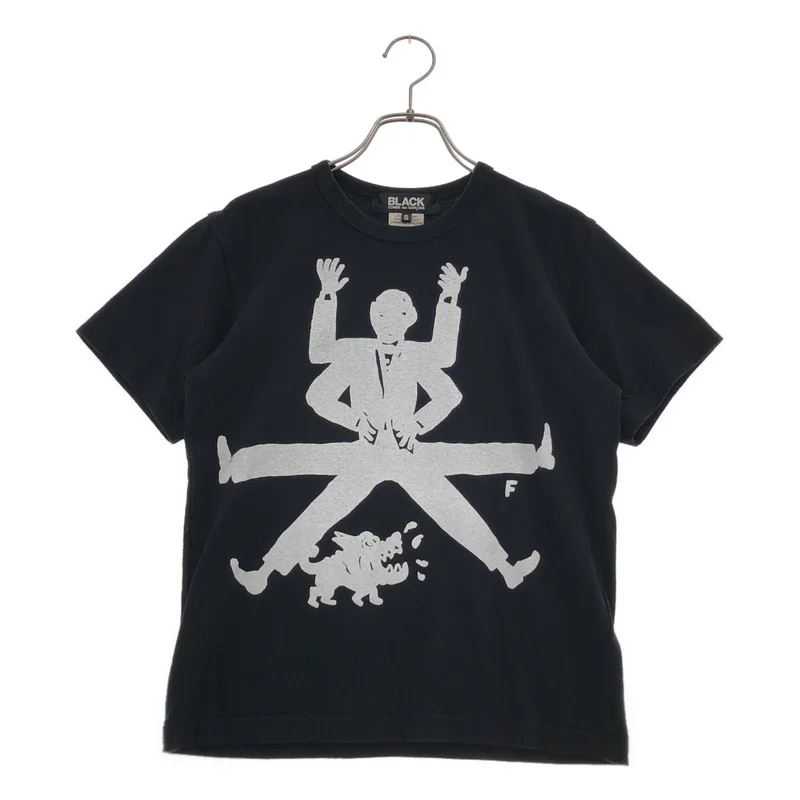 BLACK COMME des GARCONS / ブラックコムデギャルソン | 2019AW | コットン プリント 加工 クルーネック カットソー | S | レディース