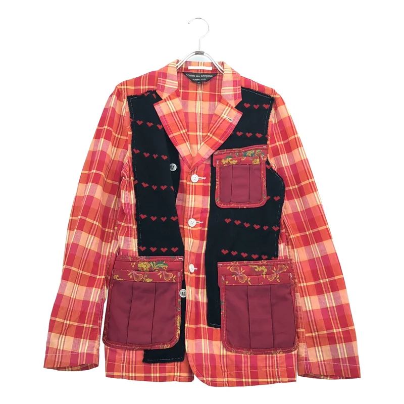 COMME des GARCONS HOMME PLUS / コムデギャルソンオムプリュス | 2010SS | 異素材 チェック ニット切替 ジャケット | XS | メンズ