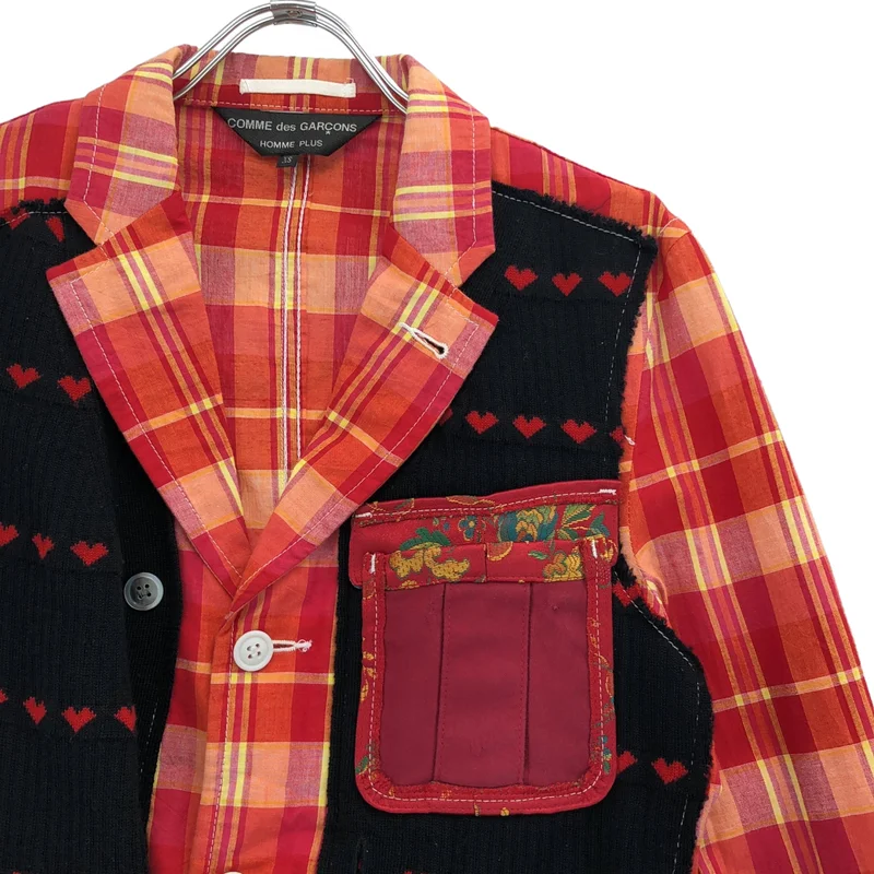 COMME des GARCONS HOMME PLUS / コムデギャルソンオムプリュス | 2010SS | 異素材 チェック ニット切替 ジャケット | XS | メンズ