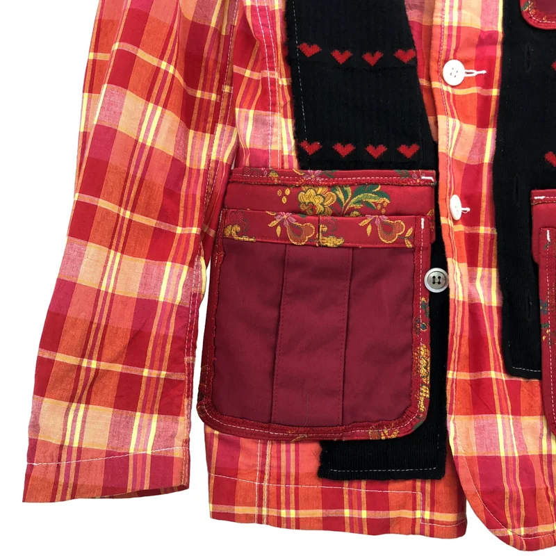 COMME des GARCONS HOMME PLUS / コムデギャルソンオムプリュス | 2010SS | 異素材 チェック ニット切替 ジャケット | XS | メンズ
