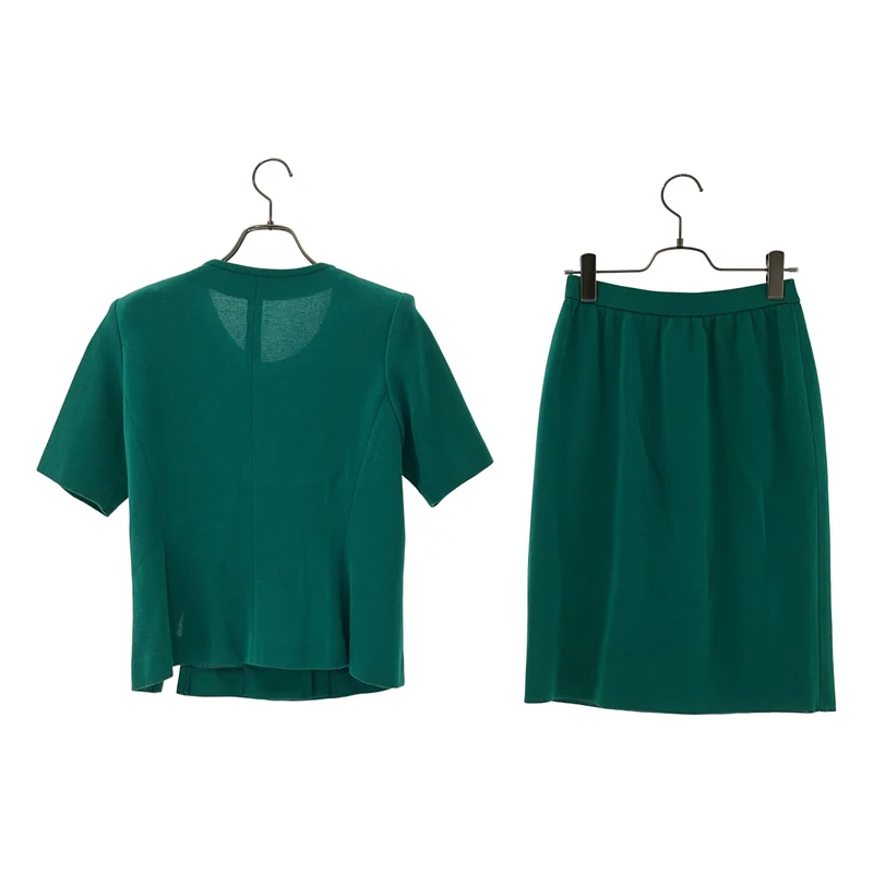 YVES SAINT LAURENT / イヴサンローラン | セットアップ 金ボタン ノーカラー シングルジャケット / ニット スカート / 総裏地 | M / 9号 | レディース