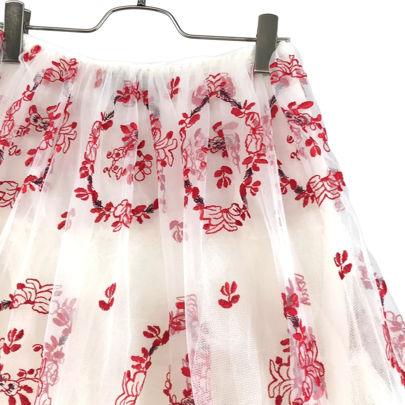Simone Rocha / シモーネロシャ | 2022SS | フラワー刺しゅう ギャザーメッシュスカート | 6 | レディース
