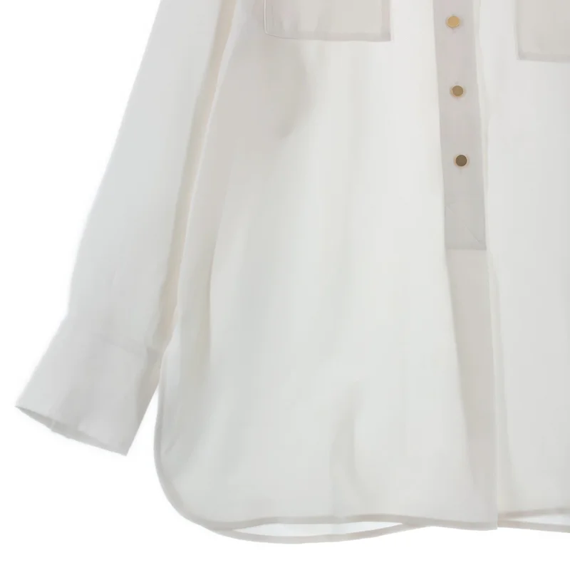 BEIGE， / ベイジ | 金ボタン ノーカラー シャツ ブラウス | 2 | レディース