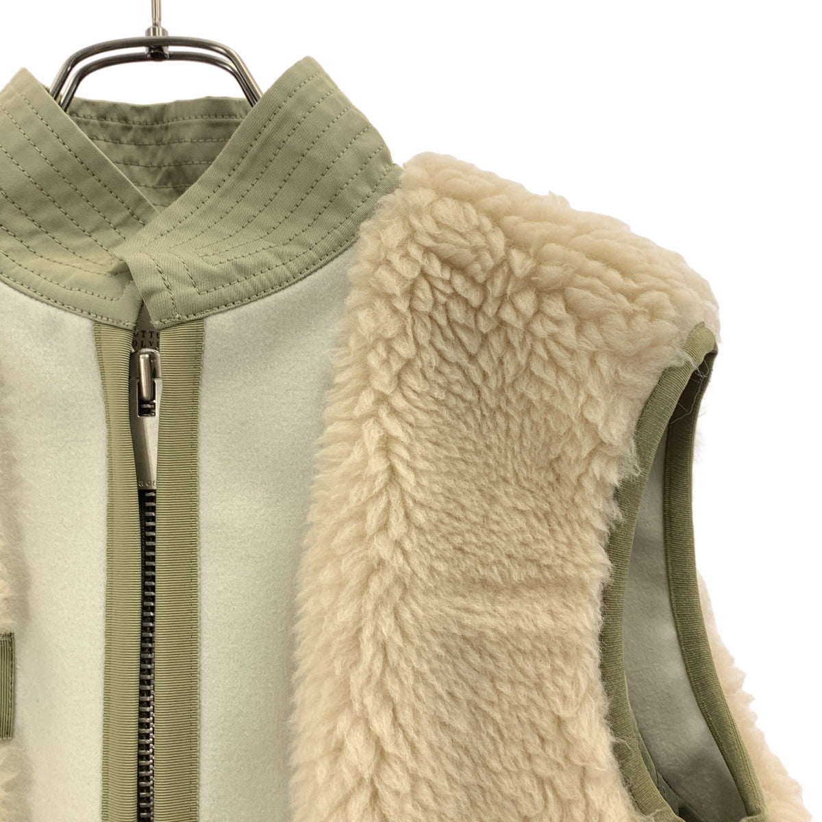 【美品】  sacai / サカイ | 2022AW | 異素材ドッキング レイヤード ボア ロングベスト | 1 | アイボリー / ベージュ | レディース 美品】 sacai / サカイ | 2022AW | 異素材ドッキング レイヤード ボア