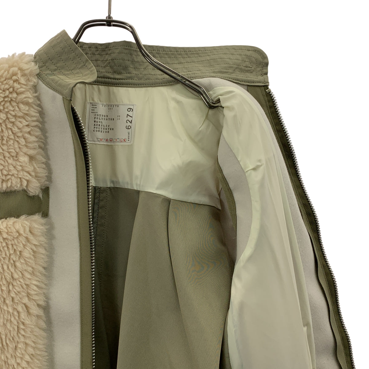 【美品】  sacai / サカイ | 2022AW | 異素材ドッキング レイヤード ボア ロングベスト | 1 | アイボリー / ベージュ | レディース 美品】 sacai / サカイ | 2022AW | 異素材ドッキング レイヤード ボア