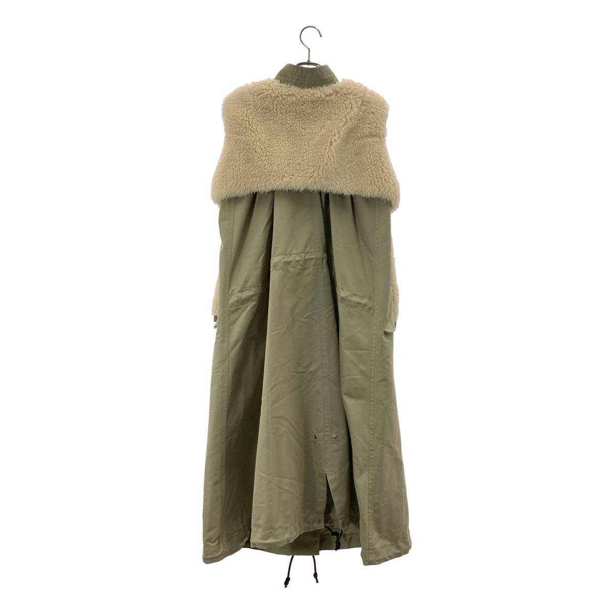 【美品】  sacai / サカイ | 2022AW | 異素材ドッキング レイヤード ボア ロングベスト | 1 | アイボリー / ベージュ | レディース 美品】 sacai / サカイ | 2022AW | 異素材ドッキング レイヤード ボア