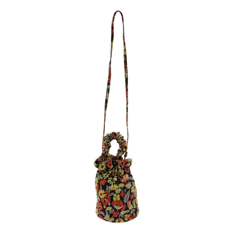 Ganni / ガニー | Embroidered Floral Crossbody / 総柄 フラワー ジャガード ロゴ 巾着 ショルダーバッグ | ONE | レディース