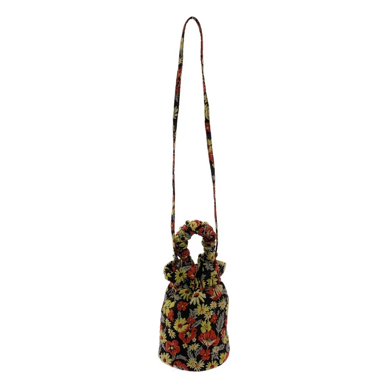Ganni / ガニー | Embroidered Floral Crossbody / 総柄 フラワー ジャガード ロゴ 巾着 ショルダーバッグ | ONE | レディース