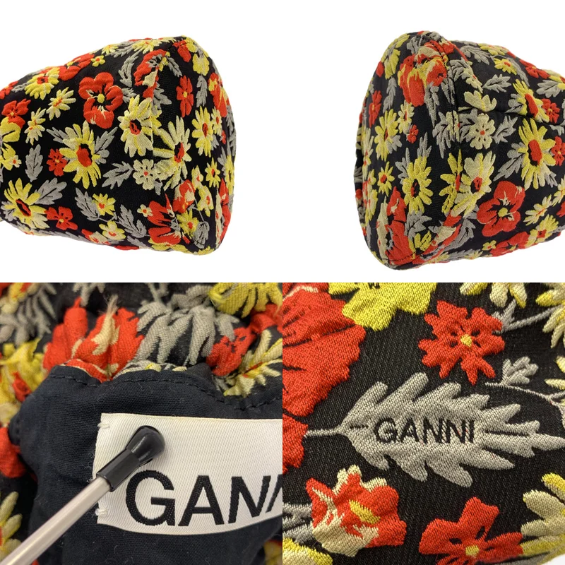 Ganni / ガニー | Embroidered Floral Crossbody / 総柄 フラワー ジャガード ロゴ 巾着 ショルダーバッグ | ONE | レディース