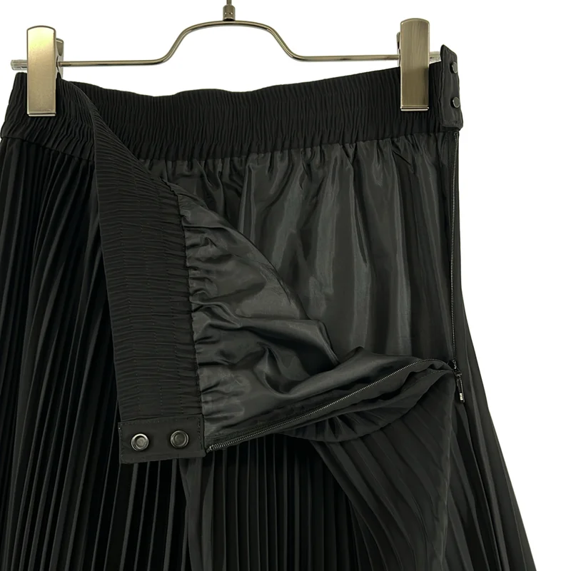 HYKE / ハイク | 2023SS | TAFFETA PLEATED SKIRT / ロゴボタン タフタ プリーツ スカート / 裏地付き | 1 | レディース