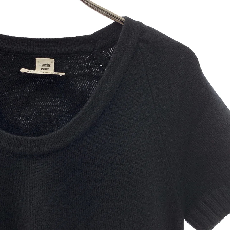 HERMES / エルメス | カシミヤ Hボタン 半袖ニット | 34 | レディース