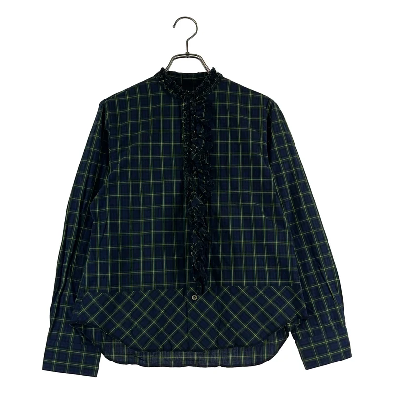tricot COMME des GARCONS / トリココムデギャルソン | 2013AW | コットン チェック 製品加工 フリル装飾 シャツ ブラウス | M | レディース