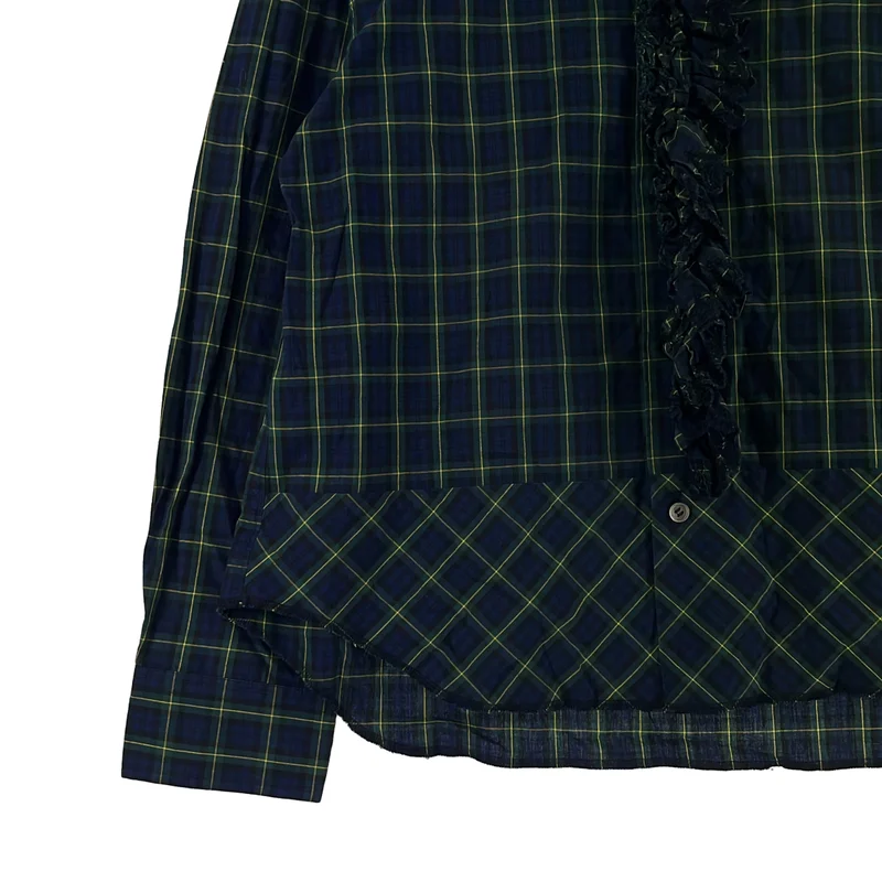 tricot COMME des GARCONS / トリココムデギャルソン | 2013AW | コットン チェック 製品加工 フリル装飾 シャツ ブラウス | M | レディース