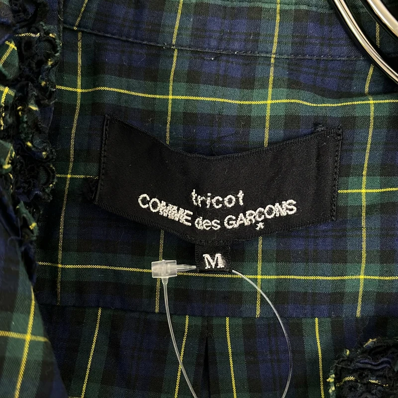 tricot COMME des GARCONS / トリココムデギャルソン | 2013AW | コットン チェック 製品加工 フリル装飾 シャツ ブラウス | M | レディース