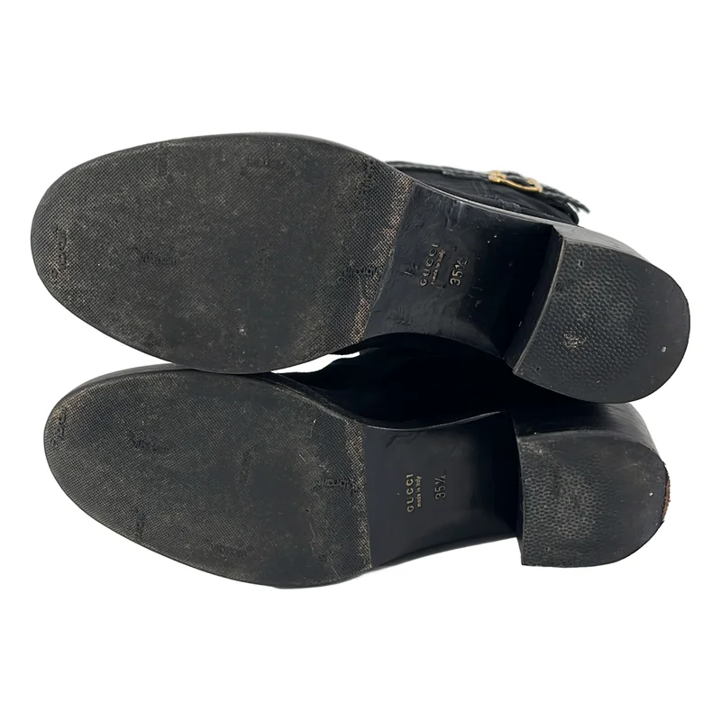 GUCCI / グッチ | スエードレザー ダブルベルト ロングブーツ | 35 1/2 | レディース