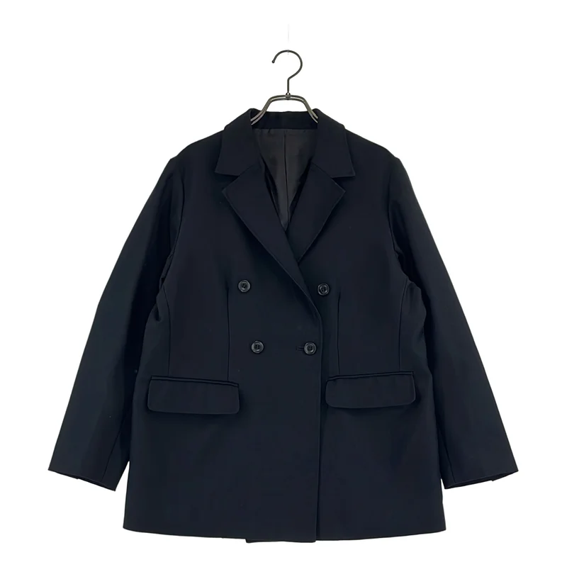 three dots / スリードッツ | Wool twill jacket / ダブルブレスト ジャケット | S | レディース