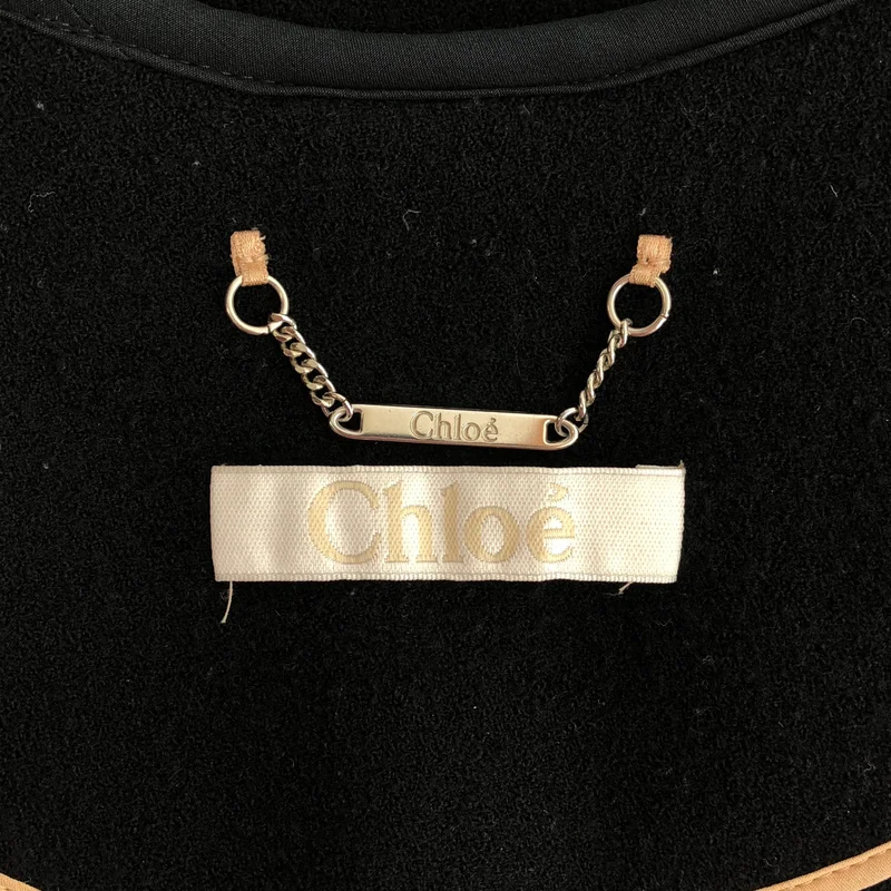 Chloe / クロエ | ウール ノーカラー パイピング ショートコート 14AVE13-14A060 | 34 | レディース