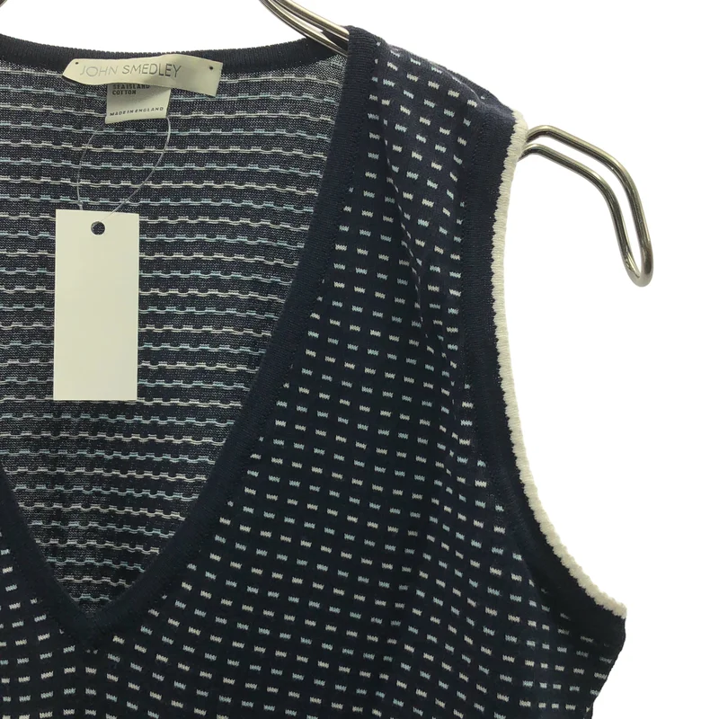 JOHN SMEDLEY / ジョンスメドレー | 海島綿 シーアイランドコットン 総柄 ノースリーブニット タンクトップ | S | レディース