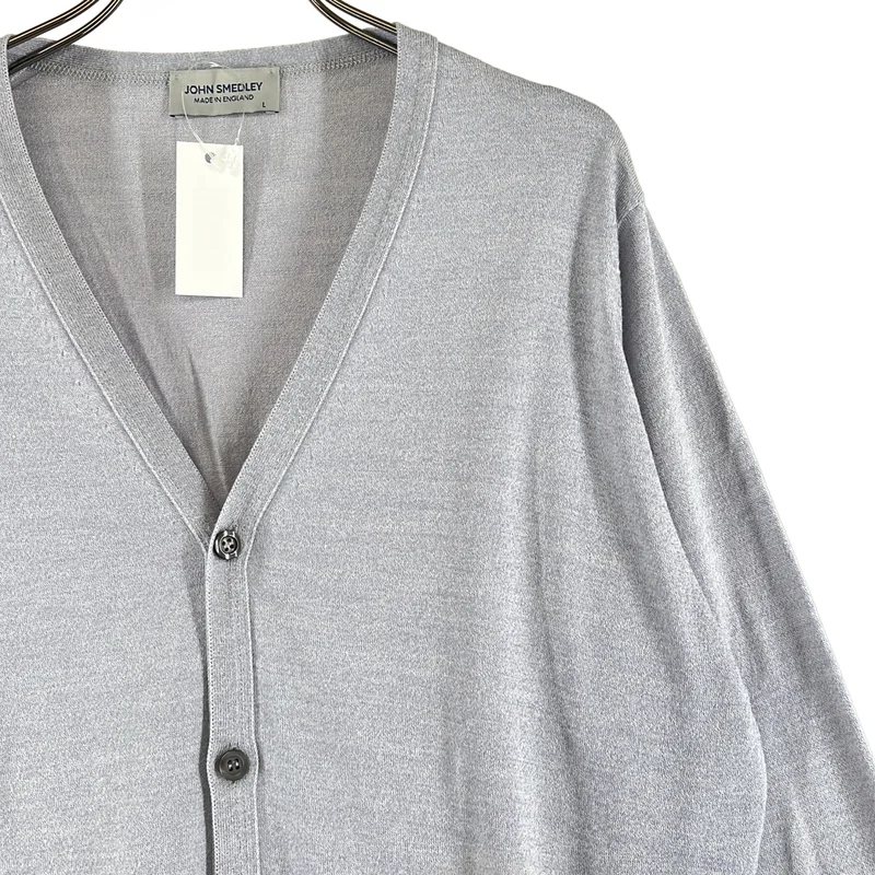 JOHN SMEDLEY / ジョンスメドレー | ウール コットン Vネックカーディガン | L | メンズ