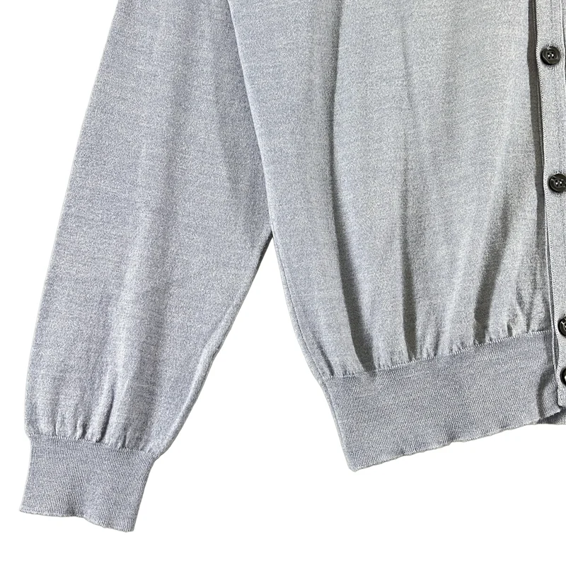 JOHN SMEDLEY / ジョンスメドレー | ウール コットン Vネックカーディガン | L | メンズ