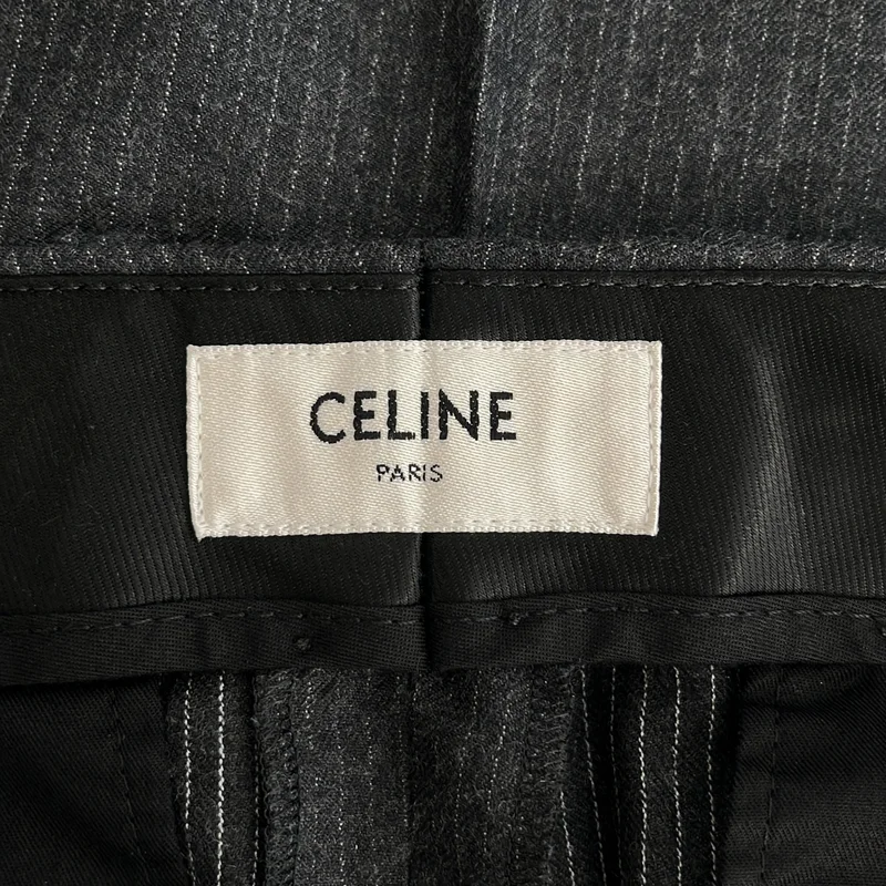 CELINE / セリーヌ | ウール ストライプ ワイドスラックス | 48 | メンズ