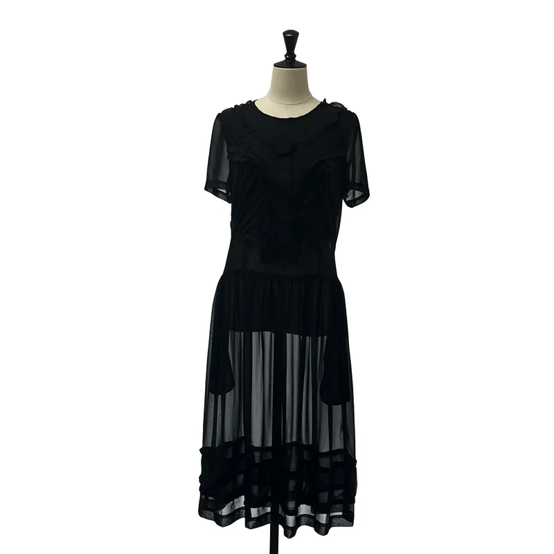 COMME des GARCONS / コムデギャルソン | インサイドアウト バックジップ ギャザー ドレス ワンピース | S | レディース