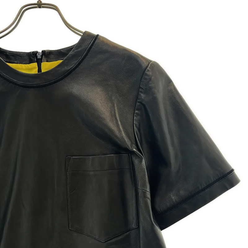 ALEXANDER WANG / アレキサンダーワン | ラムレザー ポケットTシャツ | 0 | レディース