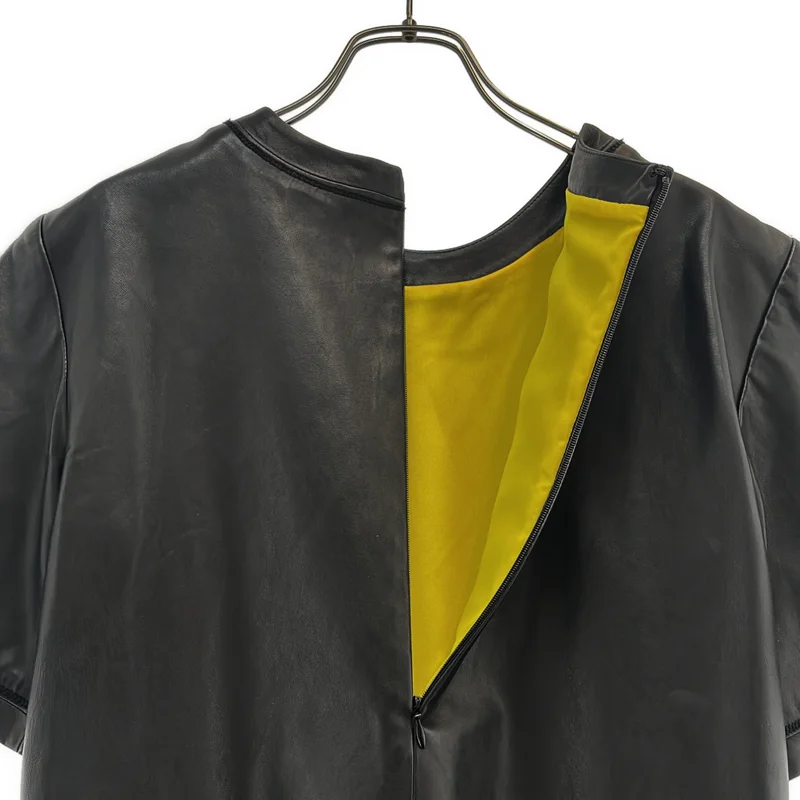 ALEXANDER WANG / アレキサンダーワン | ラムレザー ポケットTシャツ | 0 | レディース
