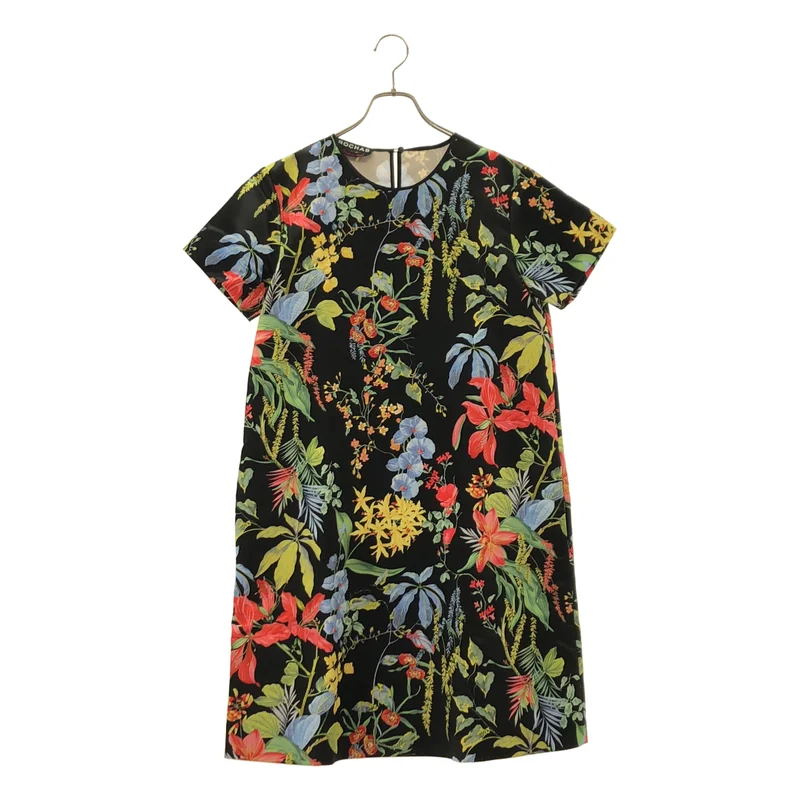ROCHAS / ロシャス | サテン フラワープリント ワンピース | 40 | レディース