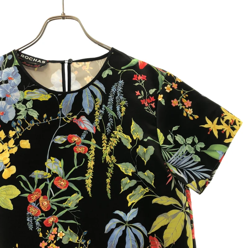 ROCHAS / ロシャス | サテン フラワープリント ワンピース | 40 | レディース